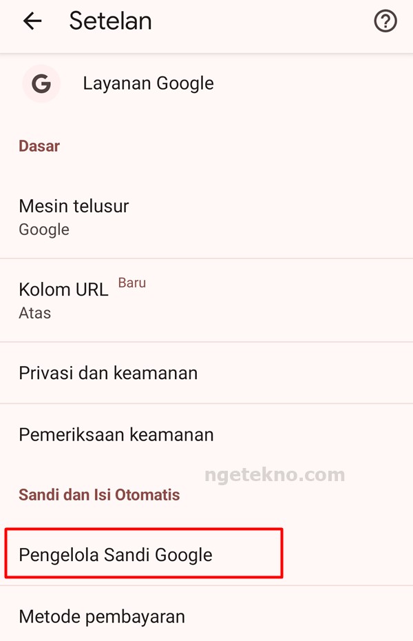 Cara Melihat Password Tersimpan di Chrome Android
