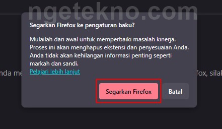 Cara Reset Firefox ke Pengaturan Awal
