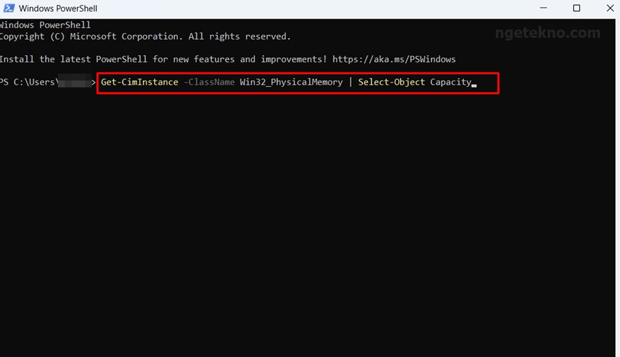 cek ram lewat powershell