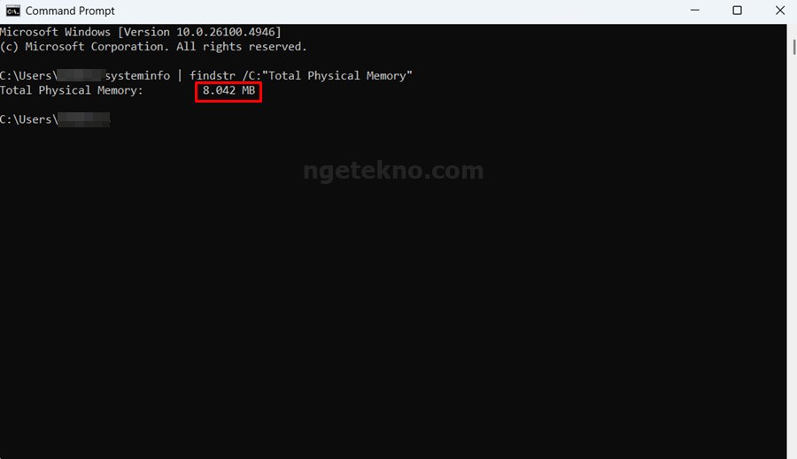 cek ram lewat cmd
