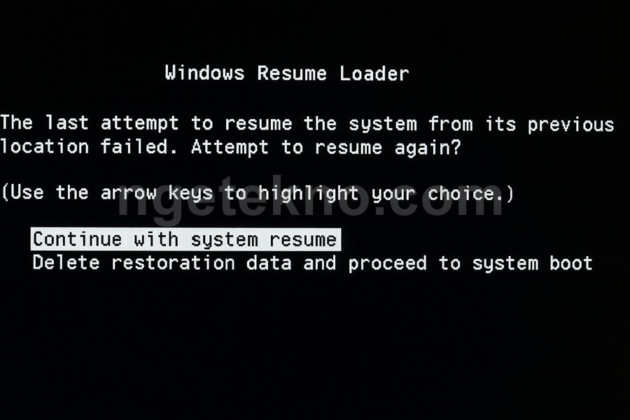 Cara Mengatasi Windows Resume Loader